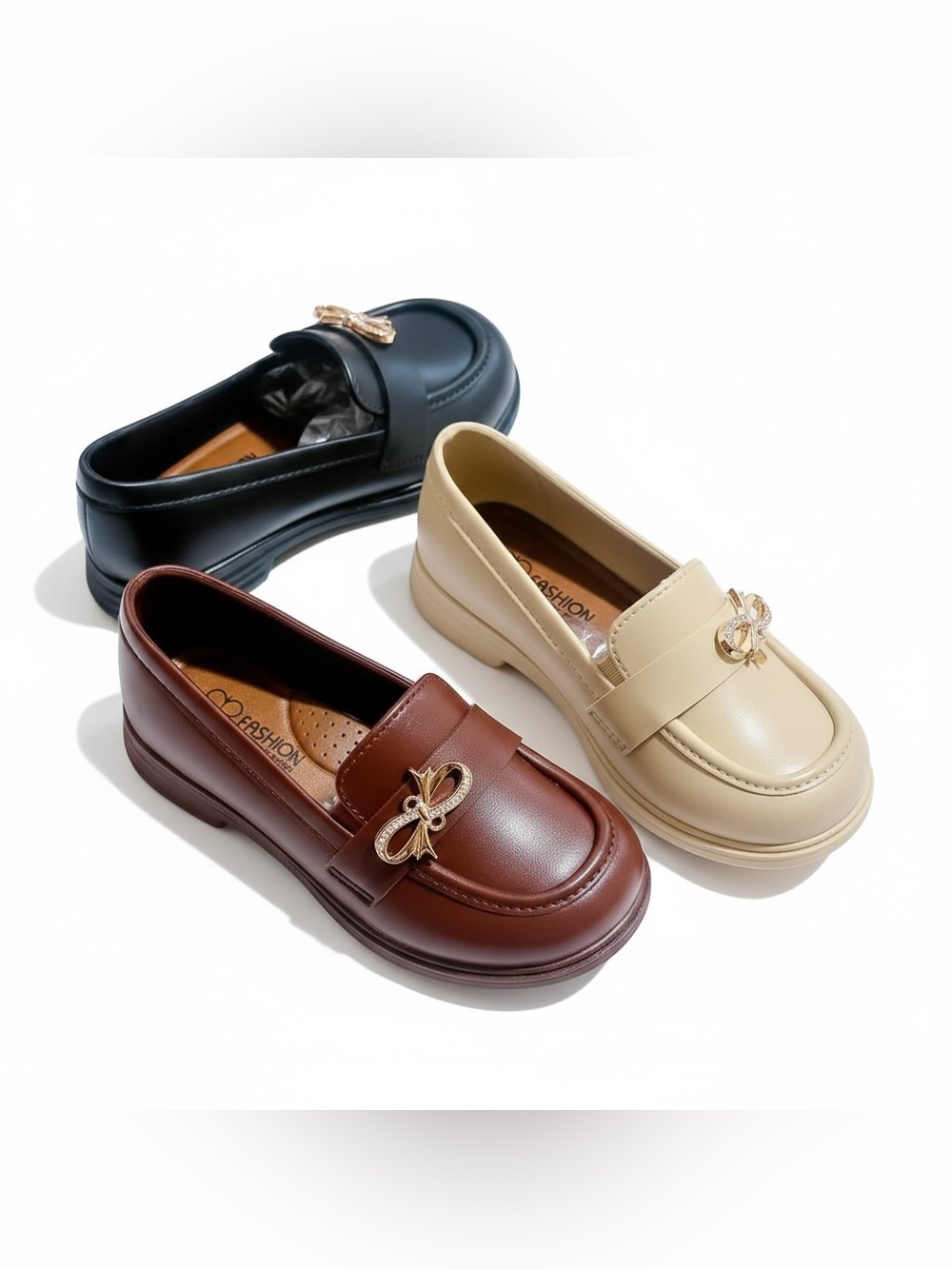 Mocassins Enfants / Fille Nœud Métallique Doré PVC